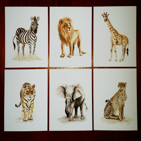 Mixed Safari Animals -  Postcards